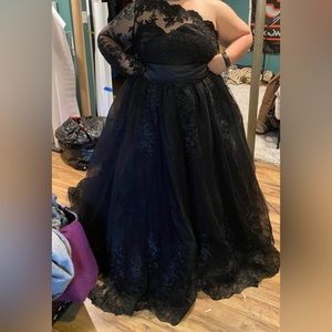 Custom Black Lace Overskirt With Train